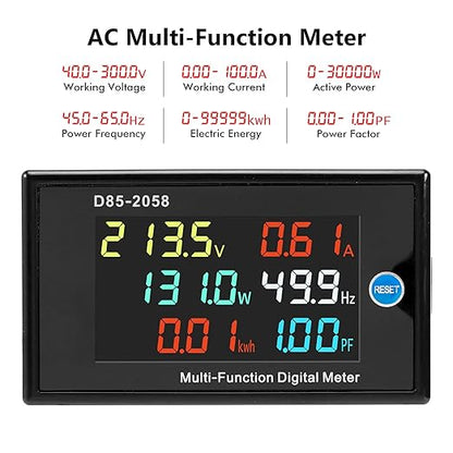 DROK AC Multimeter, AC 40-300V 100A 110V/220V Voltage Current Power Factor Frequency Electric Energy Monitor with Current Transformer, Digital LCD HD Display, Volt Amp Watt Detector Reader Panel