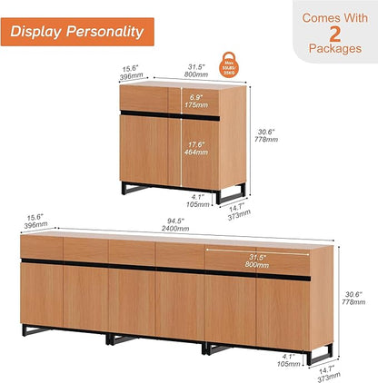 WAMPAT Modern TV Stand for TVs up to 110 inch, 3 in 1 Wood Entertainment Center TV Console Table with Adjustable Shelves and Metal Base for Living Room,Bedroom, Mocha