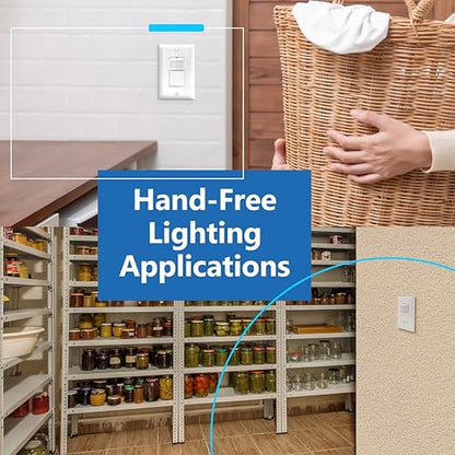 LIDER Motion Sensor Switch with Wall Plate, PIR Sensor Light Switch, Occupancy & Vacancy Modes, No Neutral Wire Required, 120V, 60Hz, 150W LED/CFL, Single Pole, LPS-1P-WWP, UL Listed, White