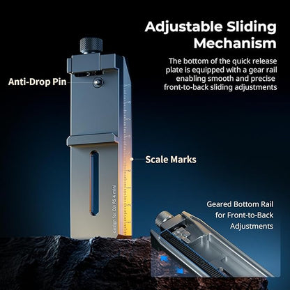 SMALLRIG 4.6'' Quick Release Plate Adapter for Arca-Swiss for DJI RS 4 Mini Gimbal, Anti-Drop Design and Quick Assembly - 5336