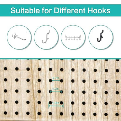 Babion 6 Panel Pegboard Display, Pegboard Room Divider Freestanding Folding Privacy Screens Display Stand for Craft Shows (Natural)