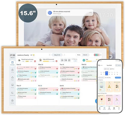 Digital Calendar, 15.6 Inch Wall Planner Electronic Calendar&Chore Chart,1080P Full HD Interactive Touchscreen Smart Touchscreen Interactive Display for Family Schedules – Wall Mount Included, Great for Organizing Your 2026 Teak