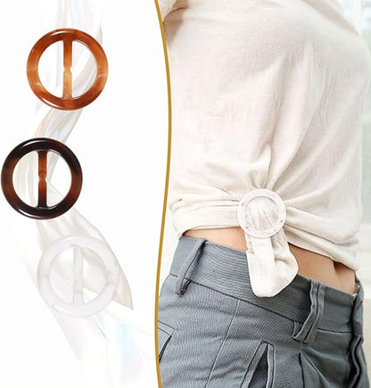 T-Shirt Clips 9 PCS, Clothes Corner Knotted Button, Fashion Alloy Pearl Rhinestone Circle Clip Buckle Round Shirt Silk Scarf