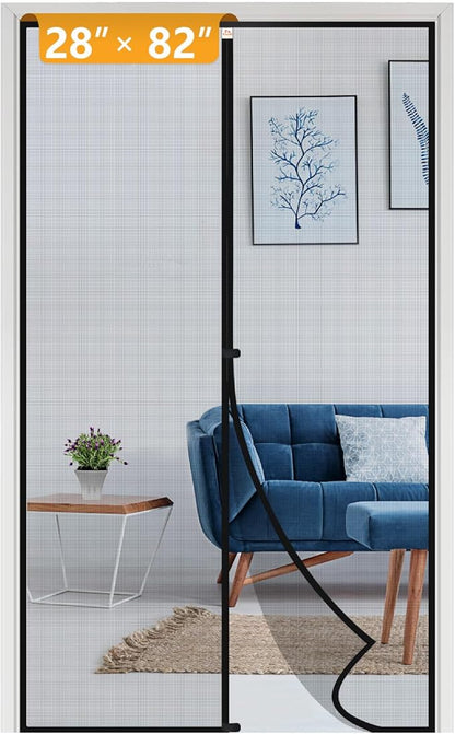 Yotache Magnetic Screen Door Fits Door Size 28 x 82, Screen Size 30" x 83" Reinforced Fiberglass Mesh for Back Door Black