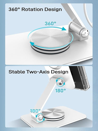 Compatible with MagSafe Charger, 15W MagSafe Charger Stand, 360°Rotation Base Adjustable Foldable Wireless Charger for Samsung Galaxy S25 Ultra/Z Fold7/Flip7/iPhone 16/Pixel 10 Pro/Pixel 10 Pro Fold