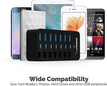 SABRENT 36W 7 Port USB 3.0 Hub with Individual Power Switches and LEDs Includes 36W 12V/3A Power Adapter (HB-BUP7)