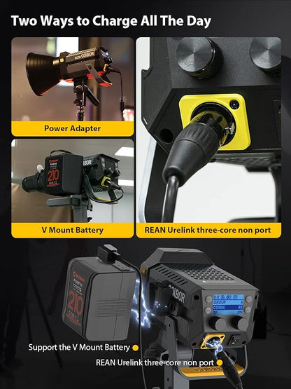 Video Light, COLBOR CL220M LITE 220W Continuous Output Lighting 2700-6500K CRI96+ 10,800Lux at 3.3ft COB Studio Light with 7 Light Effects Bowens Mount APP, Video-Light-Studio-LED-Photography