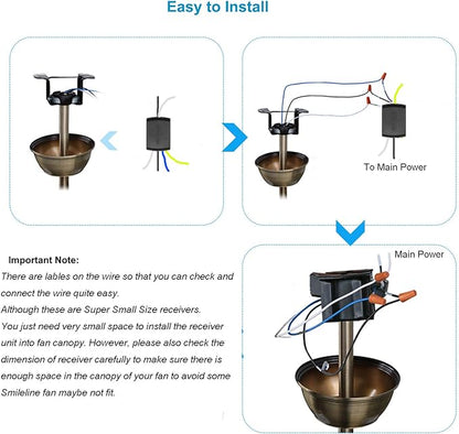 LPHUMEX Ceiling Fan Remote Control Kit, Small Size Speed, Light & Timing 3 in 1 Wireless Control, Compatible with AC Motor Fans from Harbor Breeze, Hunter, Hampton Bay, etc.
