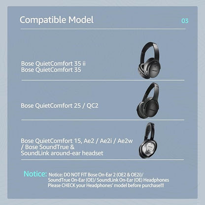 Fabric Comfort -Wzsipod Ear Pads for Bose QuietComfort 35/Qc35ii Headphones, Compatible with QC45 QC25 QC2 QC15 & More Series, Replacement Exclusive Styles, s1