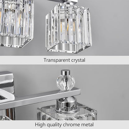 FDPBY Vanity Lights 4-Light Modern Crystal Vanity Light Chrome Bathroom Light Fixtures Over Mirror Crystal Bathroom Vanity Lighting Fixtures