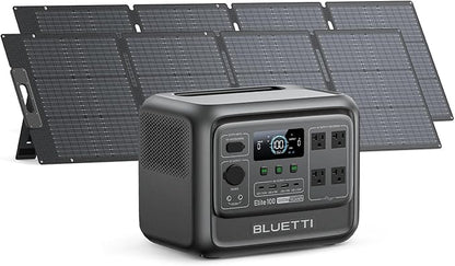BLUETTI Solar Generator Elite 100 V2 with 2 200W Solar Panel (ship separately), 1024Wh Portable Power Station w/ 4 1800W AC Outlets, 35% Smaller, Ideal for Camping, Emergencies, Backup Power