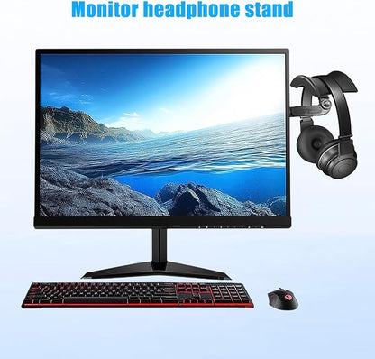 Khazylorr Monitor Stand for Headphones and Headsets, Adjustable Headphone Holder Hanger Hook Mount Strong Sticky on Monitor Space-Saving Desk Organizer, for Airpods Max and All Headphone