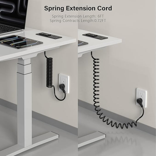 Recessed Power Strip USB C 65W Fast Charging Station,in Drawer Outlet,Furniture Flush Mount for Desktop,Workspace Essential Desk Outlet (Black, 6FT)
