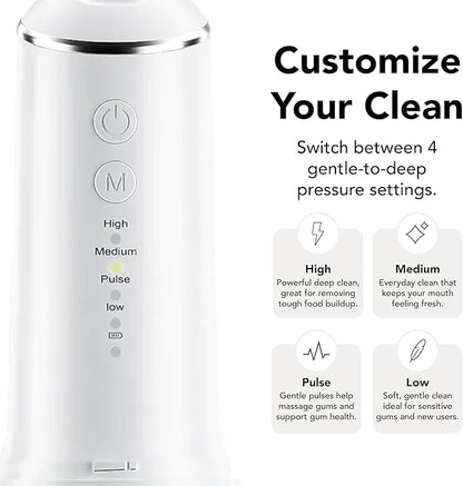 Portable Water Flosser for Teeth Cleaning – Travel Size, Compact & Cordless Water Flosser with UV Sterilizer, 5 Nozzles, 4 Pressure Modes, USB-C Rechargeable Dental Tool for Home or On-The-Go Use