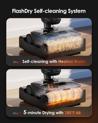 Tineco Floor One S7 Stretch Steam Cordless Wet Dry Vacuum Steam Mop All-in-One, 320℉ HyperSteam, 180° Lay-Flat, Anti-Tangle Design, FlashDry Self-Cleaning, Up to 75 Min Runtime