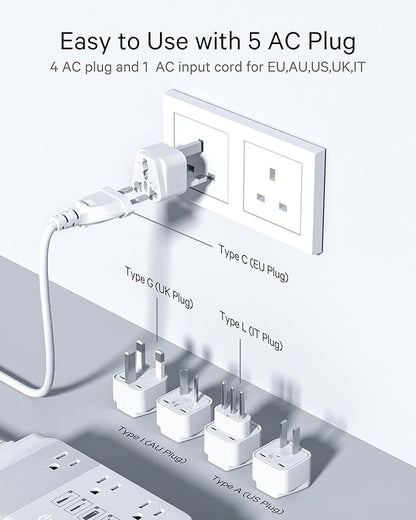 DOACE 220v to 110v Voltage Converter for European Travel: Max 500W Pure Sine Wave Voltage Converter US to Europe - 220 to 110 International Power Adapter Plug Combo Step Down Transformer White