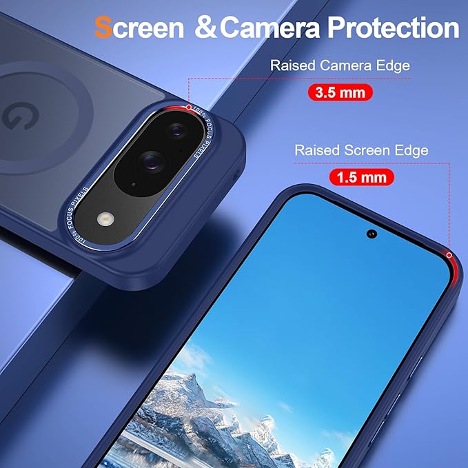 Magnetic for Google Pixel 10/Pixel 10 Pro Case, [Military Grade Drop Protection] [Compatible with MagSafe] Shockproof Slim Translucent Matte Anti-Slip for Women Girls Men Case, Dark Blue
