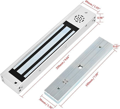 Door Access Control System Outswinging 600lbs Magnetic Lock Kit Build-in Alarm Beeper with Remote Controller Exit Button