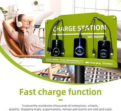 Wall Mounted Cell Phone Charging Station Mobile Phone Charging Station | Fast Charging 8 Device | Compatible with iPhone ipad Smartphone Tablets Port | Great for Offices Hotel Hospital Airport (Green)