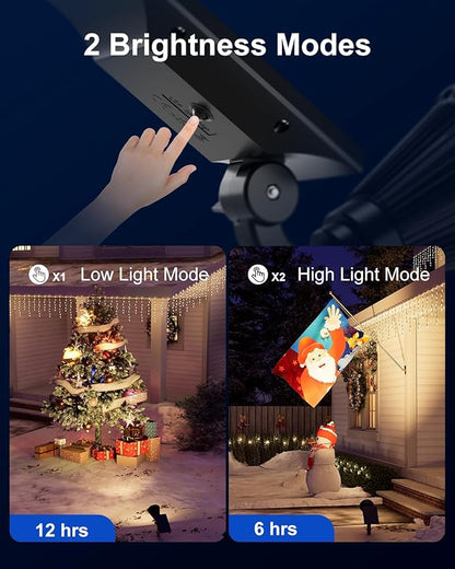 Solar Power Spot Lights Outdoor Waterproof for Christmas Decorations, Flag, Tree, Wreath, Santa Claus, Snowman, Bright LED Landscape Lamp Uplights for Outside Garden, Yard, Patio, Sidewalk,Warm White