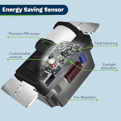 TOPGREENER in Wall PIR Motion Sensor Light Switch, Occupancy Sensor Switch, 𝐍𝐞𝐮𝐭𝐫𝐚𝐥 𝐖𝐢𝐫𝐞 𝐑𝐞𝐪𝐮𝐢𝐫𝐞𝐝, On/Off Override, 𝐒𝐢𝐧𝐠𝐥𝐞 𝐏𝐨𝐥𝐞, 4A, 500W, TSOS5-BKWP,Black,2 Pack