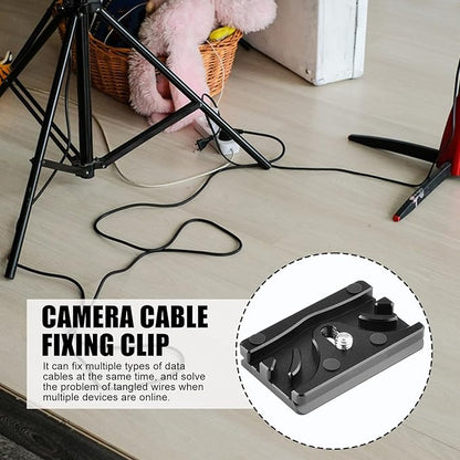 Tether Cable Clamp Mount - Fixed Cable Protector, Camera Block Clip, Secure Anti-Slip Holder | Stable Cables Management for Home Travel Studio Outdoor Live Streaming Video Recording Photography