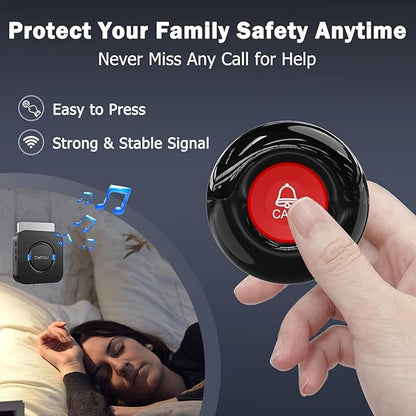 CallToU Caregiver Pager Alert Button Intercoms Wireless for Home for Seniors/Caregivers/Elderly/Patient/Pregnant/Home/Office 500FT Long Range, No Monthly Fee, Waterproof, Easy Install