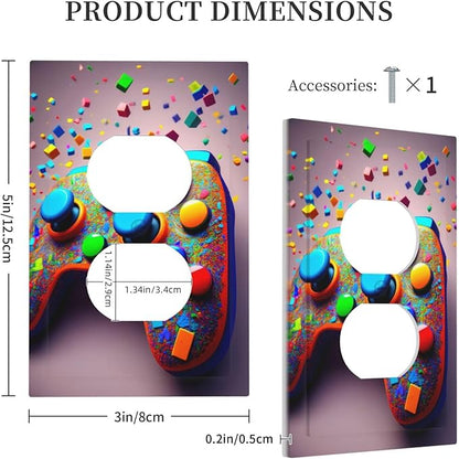 Bvtewkhz Videos Game Controller Duplex Outlet Decorative Light Switch Covers Electrical Faceplate Switchplates for Bathroom Kitchen Home