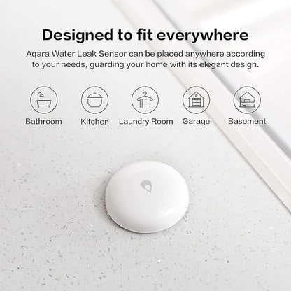 Aqara Water Leak Sensor, Zigbee Wireless Water Leak Detector for Alarm System and Smart Home Automation, Requires AQARA HUB, App Notifications, for Kitchen, Bathroom, Basement, Works with IFTTT