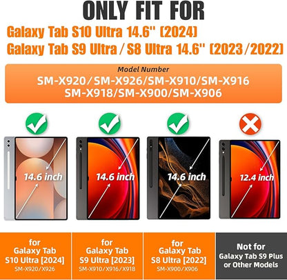 SEYMAC stock Case for Samsung Galaxy Tab S10 Ultra / S9 Ultra Tablet Case 14.6'' with Screen Protector, Pencil Holder, 360 Rotate Stand, Hand Strap, Shoulder Strap, Blue1