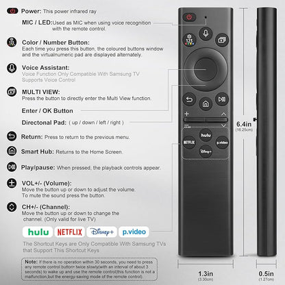 for Samsung-Smart-TV-Remote-Control-Replacement,Remote for 2019 2025 Samsung Frame Curved Crystal Smart TVs, with Voice Control