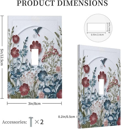 Bvtewkhz Wildflowers Flowers Floral Plants 1 Gang Single Toggle Wall Plate Cover Decorative Light Switch Covers Electrical Faceplate Switch Plates for Bathroom Kitchen Home