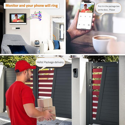 Wireless IP Video Doorbell Intercom System, WiFi 7 Inch Monitor with Metal HD Door Camera (Wired Power), Video Intercom with 32G Card Record, APP Remote 2-Way Audio, Unlock for Home Security System