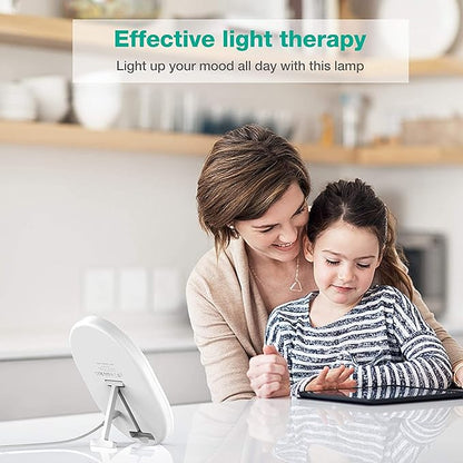 UV-Free 10000 Lux Daylight Lamp - Touch Control with 3 Brightness Levels & 4 Timer Functions, Large Surface & Rotatable Stand for Home/Office
