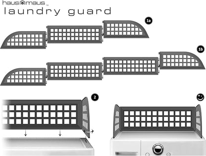 Haus Maus The Original Laundry Guard - Stop Laundry From Falling Behind Washer/Dryer - Invented by a US Mom - Made in NorthAmerica - Magnetic - Fits Most Front Loading Machines - Top of Fridge - Grey
