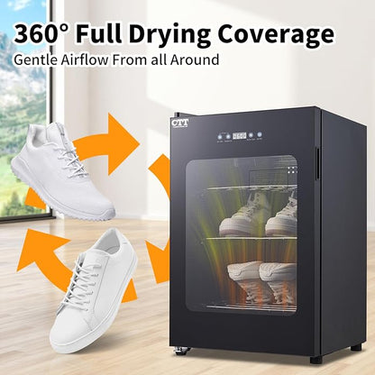 CTT 2.4 Cu.Ft Boot Dryer for Work Boots, Shoe Dryer for Sneakers, Gloves, Helmet & Boxing Glove, Electric Boot Dryer with Pull-out Detachable Rack, 3 Drying Mode, Timer, Auto-shut Off
