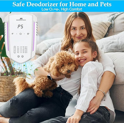 Morrerfresh Ozone Odor Eliminator for Strong Odor 99% Cat Litter Deodorizer Dog Poof Odor Removal Air Ionizers for Home Portable Air Purifier for Pets Toilet Wardrobe Shoe Garage Room Cabinet White
