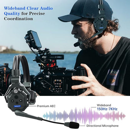 Hollyland Solidcom C1 8-Users [Official] Wireless Headset Intercom System Full Duplex 1100ft Team Communication Group Talk Single-Ear Headset, 1 Master & 7 Remote Headsets
