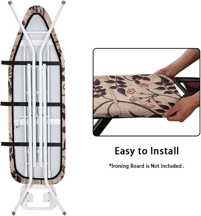 ZCFYGDX Ironing Board Cover with William Morris Prints, Washable Elastic Fabric, Heat-Resistant and Breathable, 3 Nylon Buckle Straps Fastening, Fits for Various Standard Sizes, 18x58 Inch
