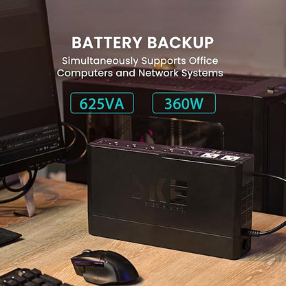 SKE Compact Size 625VA/360W UPS Battery Backup & Surge Protector for Computer UPS Uninterruptible Power Supply Phoenix VL625