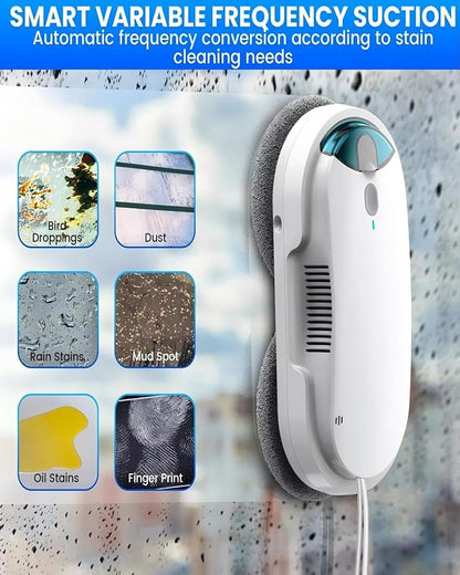 HIXZAP Smart Window Cleaning Robot with bidirectional ultrasonic Spray & 85ml Tank - Automatic Edge Detection, 2400-3200pa Strong Suction, Anti-Drop Protection for Effortless Cleaning