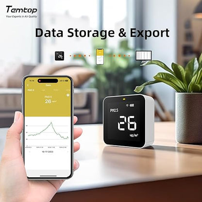 Temtop Smart Air Quality Monitor Indoor Home Air Testing for AQI, PM2.5, Formaldehyde and VOCs with WiFi Connection and Remote Monitoring via App,M10i