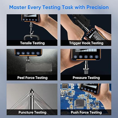 GOYOJO Digital Force Gauge 500N&110LB with Extra-Large Screen and Bold Font, High Precision Multi-Unit Display for Push-Pull Testing, Trigger Pull Measurement, and Industrial Quality Control