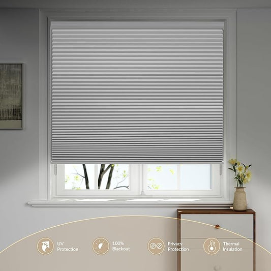 Boolegon Motorized Blinds with Remote, 100% Blackout Smart Blinds, Automatic Cellular Shades for Windows, Rechargeable Electric Honeycomb Shades for Home,Blackout White,Custom Size