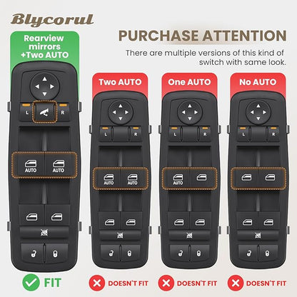 Blycorul Master Power Window Switch Driver Side with 3+9 Pins Replacement for 2012-2015 Dodge Grand Caravan，2013-2015 Ram 1500 2500,2015 Ram 3500,2012-2015 Chrysler Town&Country, Replaces 68110867AA