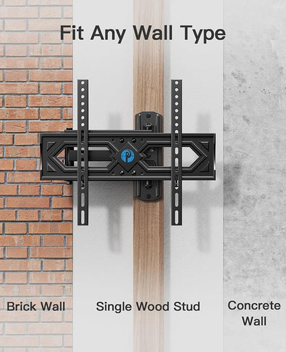 Pipishell Full Motion TV Wall Mount for 26-65 Inch Flat Curved TVs, Heavy Duty Single Articulating Arms, Corner TV Mount Up to VESA 400x400mm and 77lbs, Support Swivel, Tilt, Level Adjustment