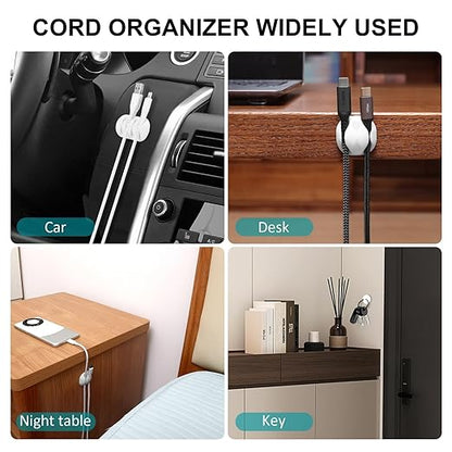 16Pack White Desk Cable Management,Adjustable Cord Organizer Cable Clips,Cable Organizer for Cords Phone Charger/PC/TV,Ideal Cord Holder for Nightstand/Wall/Desk/Office/Home/Car