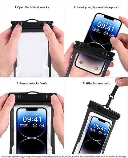 Waterproof Phone Pouch for Cruise Essentials 2025, Beach Vacation Essentials Cruise Ship Essentials Must Haves for Travel, Dry Bag Case for iPhone 16 15 14 13 12 Plus Pro Max Galaxy Pixel 2 Pack