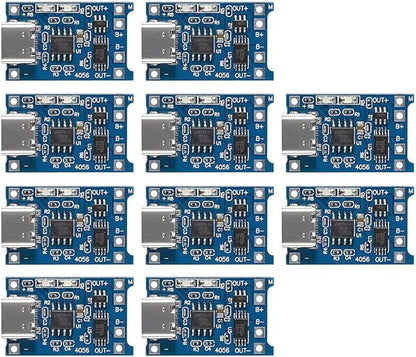 Gebildet 10pcs TP4056 Type-C Input Interface USB 5V 1A 18650 Lithium Battery Charger Module Charging Board with Dual Protection Function
