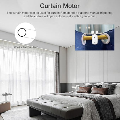2PCS Tuya WiFi Intelligent Curtain Motor Electric Curtain Robot Automatic Opener No Wiring with Gateways Support APP Remote Control Timer Setup Temperature & Light Sensing Compatible with Home